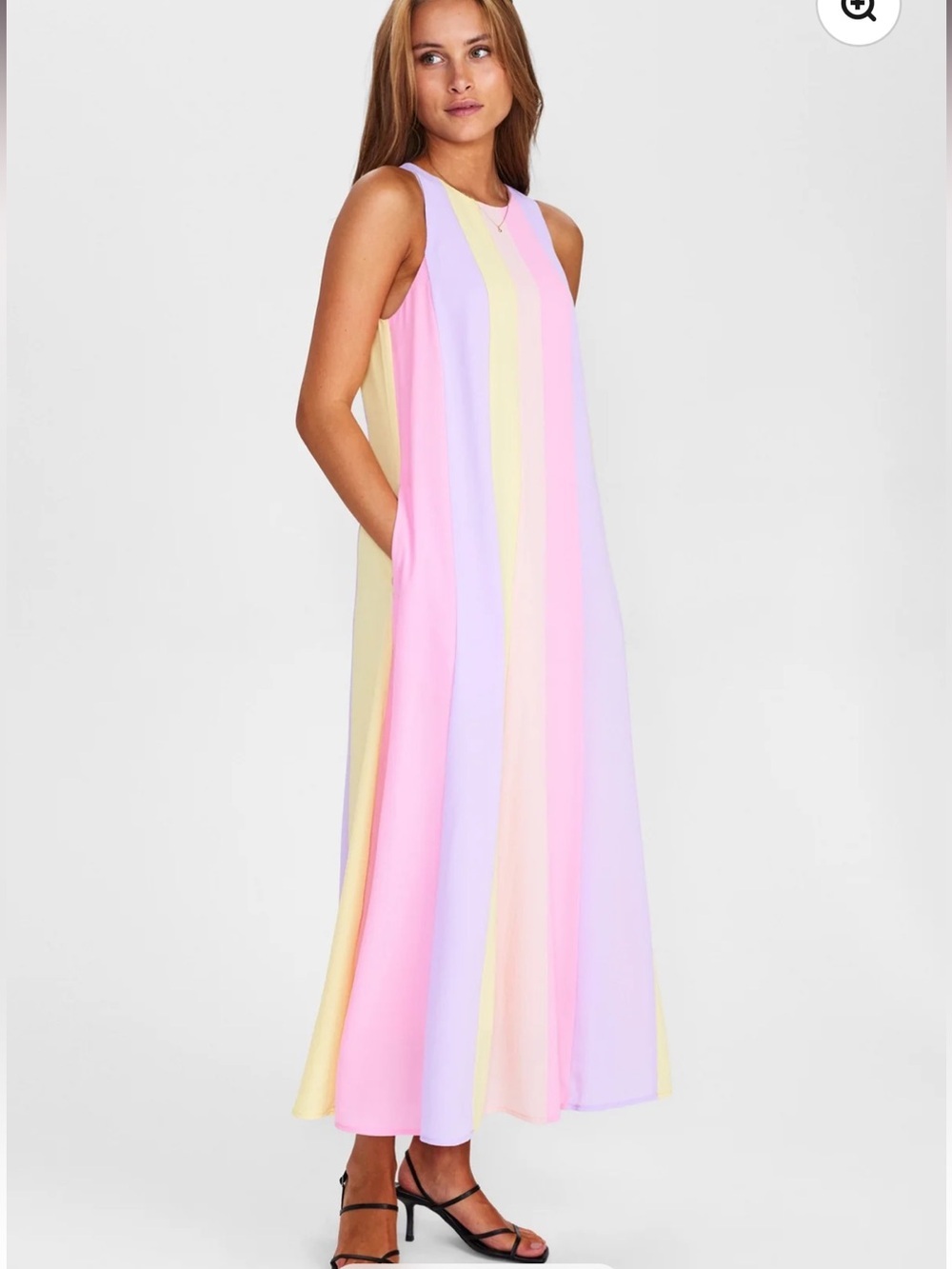 Numph Peach Melba Nupenelope Spring Midi Dress with Pockets Size 34